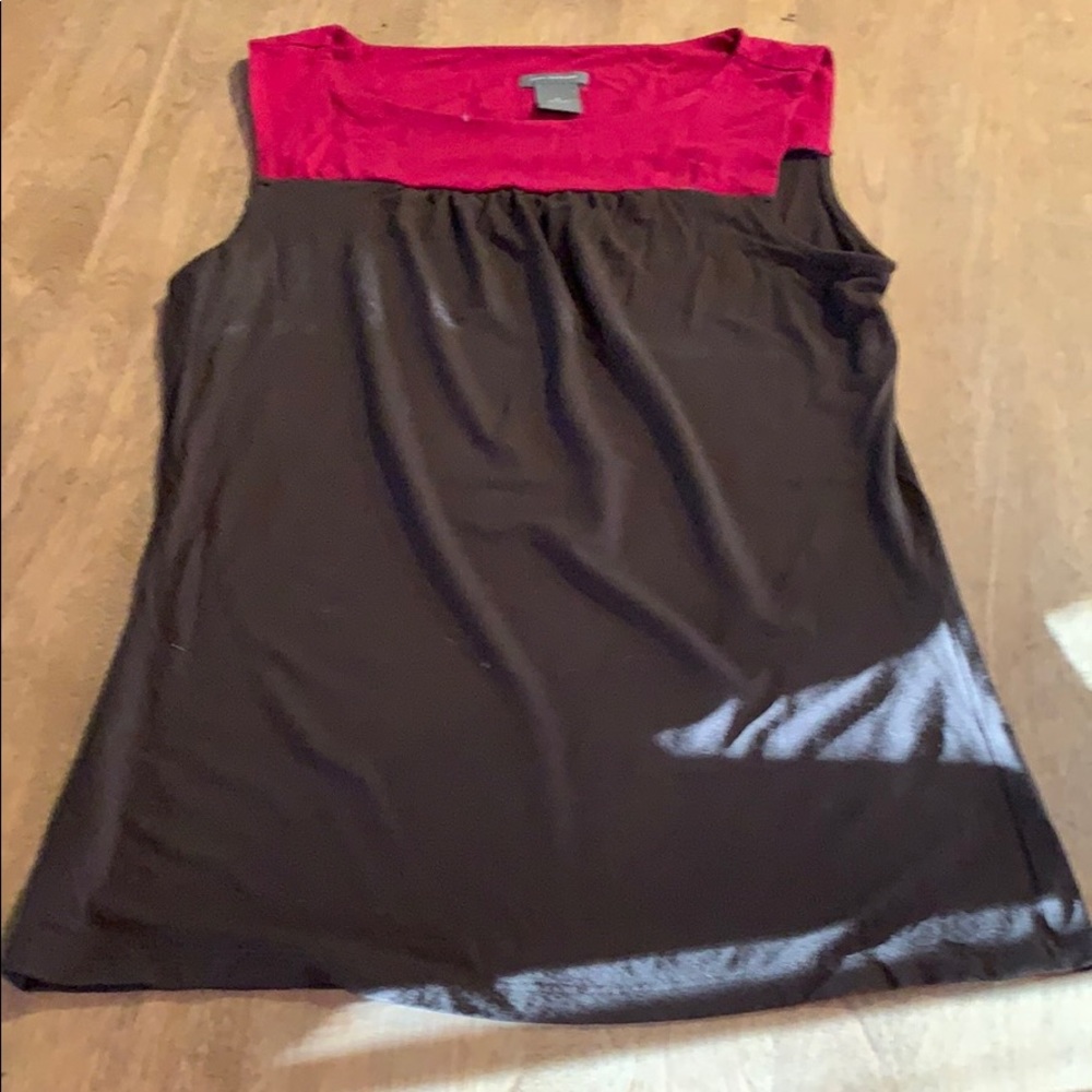 Ann Taylor magenta and brown sleeveless top